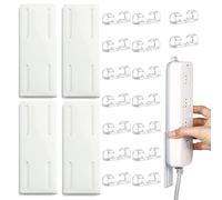 4 pezzi Porta prese Adesivo, Porta Ciabatta Elettrica, Fissatore Per Presa Di Corrente con 16 Clip per Cavi, Fissatore per Presa, Supporto per Scheda di Alimentazione Autoadesiva per Router WiFi,Presa