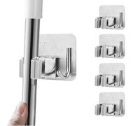 4 Pezzi Porta Scope da Muro Adesivo Appendibile - Porta Scope Parete Con Ganci Per Cucina Garage Giardino Terrazza Bagno (Argento)