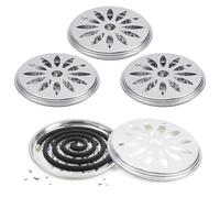 4 Pezzi Porta Zampirone da Esterno, Bobina Repellente con Copertura Porta Incenso, Porta Zampironi da Giardino Casa Viaggi Campeggio, Viaggi Anti zanzare (Argento)