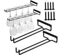4 Pezzi Portabicchieri da Vino, Porta Bicchiere da Vino in Ferro, Porta Calici Sotto Armadio, Ripiano Portaoggetti, 30cm Portabicchieri Sospeso, con Viti, Porta Bicchieri Organizer per Casa e Bar