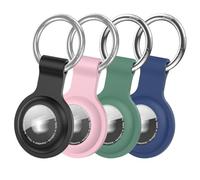 [4 pezzi] Portachiavi AirTag, Custodia AirTag, Porta airtag - cover Air Tag in silicone morbido antiurto e antigraffio, compatibile con Apple AirTags