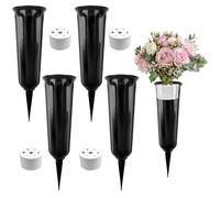 4 Pezzi Portafiori Cimitero, Vasi per Cimitero, Plastica Vasi Da Fiori Per Tombe, Staccabile Vasi Per Cimitero, Inserisci Vasi per la Decorazione del Prato, Del Giardino e Della Tomba(Nero)