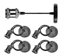 4 Pezzi Portalampada E27 In Metallo, E27 Lampada A Sospensione In Metallo, Nero Lampada A Sospensione Con Cavo Da 100 Cm, Vintage Metall Lampada A Sospensione Per Cucina, Bar E Home Diy