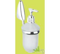 4 PEZZI PORTASAPONE LIQUIDO DISPENSER SAPONE VETRO SATINATO METALLO CROMATO