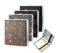 4 Pezzi portasigaretto in Metallo, Portasigarette Slim, Elegante Scatola per Sigarette in Acciaio Inox, da Uomo