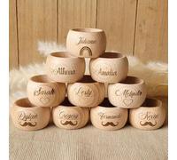 4 Pezzi Portatovaglioli In Legno Personalizzato Con Nome, Portatovaglioli Inciso, Bomboniere Rustiche, Bomboniere Di Nozze, Decorazione Della Tavola Da Pranzo, Allestimento Del Tavolo