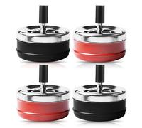 4 pezzi posacenere coperchio girevole per esterni, in acciaio inox, per casa, ufficio, balcone, feste, all'aperto (nero, rosso)