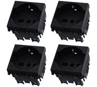 4 Pezzi Presa Schuko 2P+T 16A, Compatibile Con Vimar Arke, Colore Nero