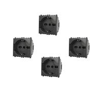 4 Pezzi Presa Schuko 2P+T 16A Compatibile con Vimar Arke | Nero | Incasso Supporto