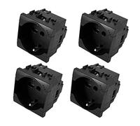 4 Pezzi Presa Schuko 2P+T 16A, Compatibili con Bticino Living Nero,MOKEKA Frutti Elettrici di Alta Qualità per Placche Living International