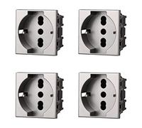 4 Pezzi Presa Schuko Compatibile Con Bticino Axolute (Grigio)