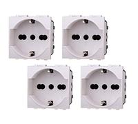 4 Pezzi Presa Schuko, Compatibile Con Bticino Living Light (Bianco)