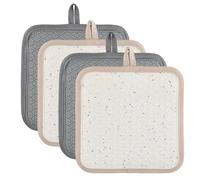 4 pezzi presine da cucina 2 in 1, 20×20×0.3 cm presine silicone da cucina Con sacchetto di cotone spesso Resistente a temperature da -40 a 230 °C per cucinare e cuocere al forno, Grigio e beige