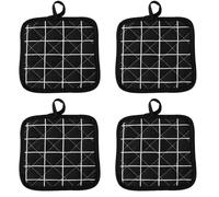 4 Pezzi Presine Resistenti Calore, Portapentole Cotone Resistenti Calore, Tappetino Caldo Trapuntato Multiuso, Portapentole Multifunzione, per Cucina, Campeggio, Barbecue e Microonde (Nero)