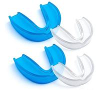 4 Pezzi Protege Dente Bruxismo, 2 Taglie Modellabile Mouth Guard, RiutilizzabiliApparecchio Denti, Inclus Scatola di Stoccaggio, Migliorare il Sonno, Migliora La Qualità Del Sonno,Blu + trasparente
