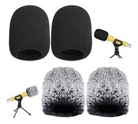 4 pezzi Protezione per Microfono Parabrezza Pelosa Copri parabrezza per microfono Microfono in Spugna Nera Copertura con copertura in schiuma per Sala Conferenze, Performance Sul Palco, Concerti