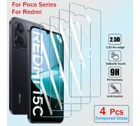 4 pezzi Protezione schermo in vetro temperato a copertura totale, compatibile con Xiaomi Note 13/14/15 Pro/14s/13C/14C/15C, POCO C85/C76/C71/C61/C55/C65/M7/M6 Plus/X5/X6/X7/F5/F6/F7 Pro Ultra e altri 