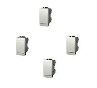4 Pezzi Pulsante 1P compatibile Living Light e International colore Nero Bianco Silver Grigio Tech lotto stock confezione da 4 pz per supporto incasso (Silver)