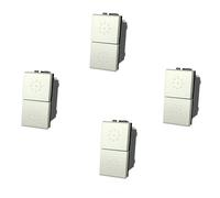 4 Pezzi Pulsante doppio saliscendi commutatore tapparella compatibile con BTicino Living Light e Living International - Silver Grigio Tech - modulo da incasso