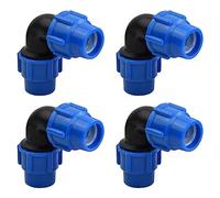 4 Pezzi Raccordo a 90 gradi a Compressione, Raccordi per tubo dell’aqua a Gomito PP PN16, Connettori per Tubi PE80 PE100, per Sistemi di Approvvigionamento Idrico e Irrigazione 25 mm x 25mm