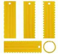 4 Pezzi Raschietti per Torte, Spatole per Torte in Plastica, per Livellare i Bordi delle Torte, per Torta Fai da Te Attrezzo da Cucina, per la Decorazione di Torte (Giallo)