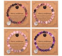 4 pezzi regalo per l'insegnante, braccialetto per l'insegnante con biglietto di ringraziamento per l'insegnante, braccialetto personalizzato per l'insegnante idea regalo di fine anno per l'insegnante