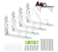 4 Pezzi Reggimensola Ferro Battuto, 14cm x 11cm Staffe per Mensole, Reggi Mensola da Muro, Staffa per Mensola di L, Reggimensola Angolari a Parete per Arredamento Fai-da-te, Giardino, Mensole
