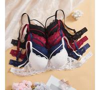 4 pezzi Reggiseno in pizzo da donna, supporto anti-cedimento, design con ferretto comodo e raccolto, sexy, essenziale per uso quotidiano, aumenta la fiducia in se stessi L,M,S,XLGraficoPizzo