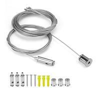 4 Pezzi Regolabile Sospensione del Cavo, DIYCUT Cavo Acciaio 1,5mm × 2m, Cavetto Acciaio con Occhielli Apparecchi di Illuminazione, Filo di Ferro Metallica per Pannello LED, Soffitto, Immagini