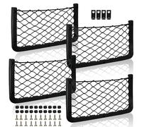 4 Pezzi Rete Portaoggetti Auto, Reti di Stoccaggio Elastiche, Rete Bagagliaio Tasca Organizer, con Vite Gancio, Universale Storage Mesh Net Organizers per Camper, Suv, Truck (36 x 18cm)