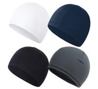 4 Pezzi Rete Traspirante Fodera per Sottocasco Estivo per Bici Ammorbidire Comodo Sottocasco Bici Estivo Sottocasco per Moto, Cuffia da Ciclismo, Bandana Sportiva(Nero, Bianco, Grigio, Marina)