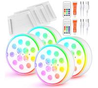 4 Pezzi Ricaricabile LED Sommergibili Luci Con Telecomando 13 LED Luci Piscina Impermeabile Luci Subacquee 16 Colori Luce LED Sommergibili Luce Piscina RGB IP68 Impermeabilità Adatta per Giardino Vas