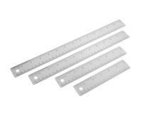 4 Pezzi Righello Dritto in Acciaio Inox Sughero, Misure 15 20 30 35 | Strumento di Misura Doppia Scala Metrica e Imperiale, Finitura Argento, per Disegno e Architetto