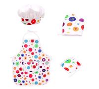 4 Pezzi Role Pretend Play Toy cap Grembiule Set Cake Pattern, Nuova