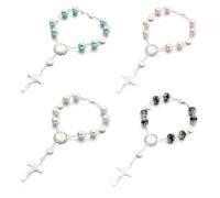 4 Pezzi Rosario per Specchietto Retrovisore, Accessori da Appendere per Benedizione Auto, Rosario per Auto Pendente, per Donna, Ciondolo Specchietto Retrovisore per Interni Auto