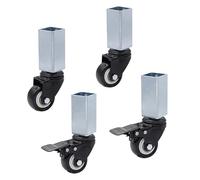 4 Pezzi Rotella Da Pranzo In Gomma Per 25/30/40 Mm Manicotto Quadrato In Acciaio Inox Girevole Universali, Ruote Puleggia Silenziose Ruote Per Mobili,Capacità Di Carico 150 Kg