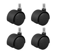 4 pezzi rotelle per mobili con filettatura, senza freno, girevoli a 360 gradi, nere, rotelle di trasporto, rotelle piroettanti (A,M10,45mm)
