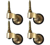 4 pezzi rotelle per mobili in ottone massiccio, ruote gommate vintage antiche, ruota girevole a 360°, rotelle per pianoforte, ottone lucido, con viti (60mm)