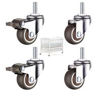 4 Pezzi Ruota Girevole con Perno Filettato M8 Ruote Girevoli per Carichi Pesanti M8 X 15 mm, 2 con Freni + 2 Senza Freni Girevoli a 360° Ruote per Mobili in Gomma Antiscivolo per Interno Ed Esterno