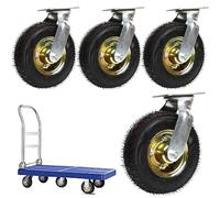 4 Pezzi Ruote Per Carichi Pesanti, Ruote Per Carrello, Silenziose Rotelle, Robusto E Durevole, Ø 6/8/10 Pollici Ruote Pneumatiche, Con Piastra Superiore, Per Carrello Cucina O Bagno