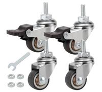 4 Pezzi Ruote per Mobili M6 da 25 mm, Girevole a 360°, 2 Con Freno + 2 Senza Freno, Capacità di Carico 15 kg, Piroettanti Con Perno per Carrello e Tavolo