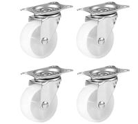4 pezzi ruote piroettanti, ruote per mobili, ruote girevoli a 360°, ruote industriali bianche, con viti, ruote in gomma PU, ad alte prestazioni, portata totale 200 kg (A,50mm)