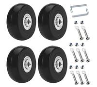 4 pezzi Ruote Valigia Ricambio, 50mm x 18mm Gomma Ruote Ricambio Trolley, Ruote per Valigia, Ruote Trolley Ricambio, Bagaglio Ruote Di Ricambio con Cuscinetti Chiave per Valigie, Trolley, Passeggini