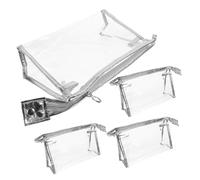 4 pezzi sacchetto trasparente per trucchi da viaggio con cerniera per ufficio e tempo libero