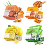 4 pezzi Sapone per la pelle Sapone fatto a mano agli oli essenziali Saponetta alla curcuma brillante e uniforme Sapone all'acido di limone Viso Corpo Idratante Sapone da bagno artigianale profumato fl