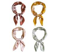 4 Pezzi Satin -Square, Sciarpa Alla Moda Retrò, Pianta E Piazza Di Fiori, Decorazione Del Collo, Accessori Da Viaggio.