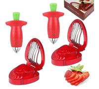 4 Pezzi Sbucciatore e Taglia Fragole, Rimuovi Picciolo e Foglie, Affetta Frutta, Leva Torsolo di Verdure, Utensili da Cucina per Verdure, Ananas e Pomodori, Affetta Fragole per Dolci e Marmellate