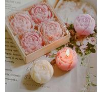 4 pezzi/Scatola Candele di cera di soia profumate a rosa, fatte a mano, adatte per San Valentino, Ringraziamento, Natale, decorazione della casa, feste, decorazione del tavolo da pranzo, regali per le