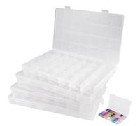 4 Pezzi Scatola con 28 Scomparti, Scatola Scomparto Trasparente | con Coperchio, Cassettiera Porta Minuteria per Stoccaggio, Assortimento e Organizzazione di Piccoli Oggetti,Gioielli, Perline