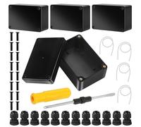 4 Pezzi Scatola Derivazione Stagna, Cassetta Derivazione Esterna Impermeabile IP67 Nera con 12 Pressacavi, Scatole Elettriche da Esterno Stagne per Installazioni Elettriche Interne ed Esterne